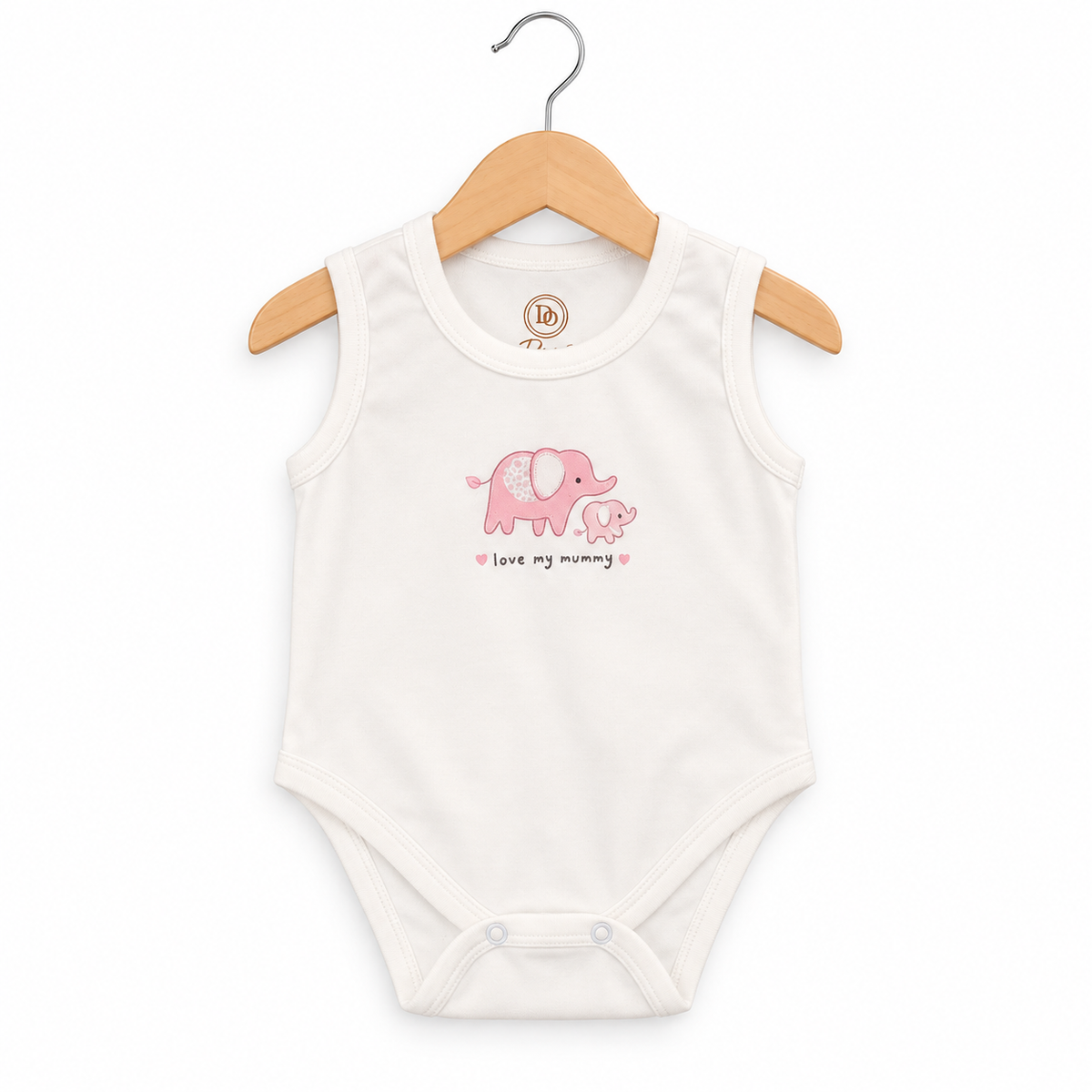 Love My Mummy Elephant Baby Bodysuit  Ivory