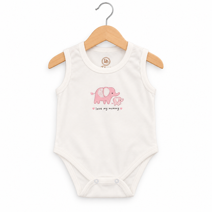 Love My Mummy Elephant Baby Bodysuit  Ivory