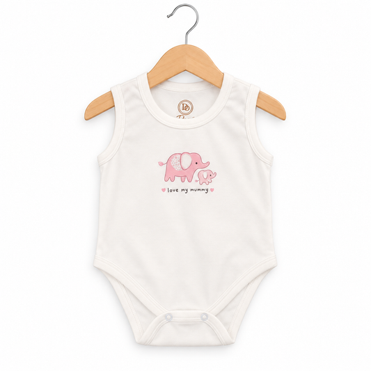 Love My Mummy Elephant Baby Bodysuit  Ivory