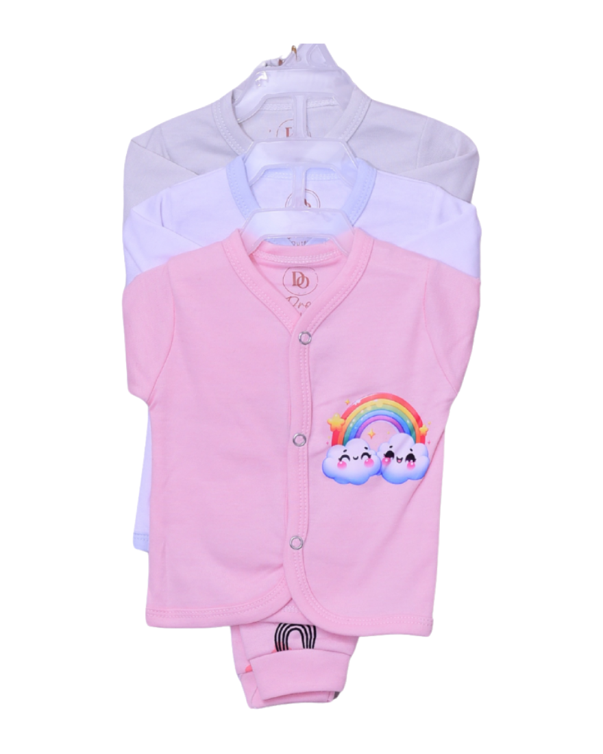 3 pcs Suit set | Pack Of 3 Pink, Gray, Silver