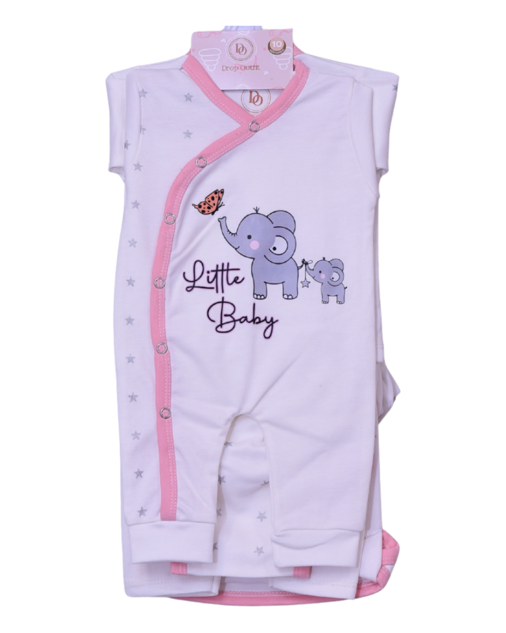 Premium Newborn Baby 10-Piece Gift Set | White With Pink piping