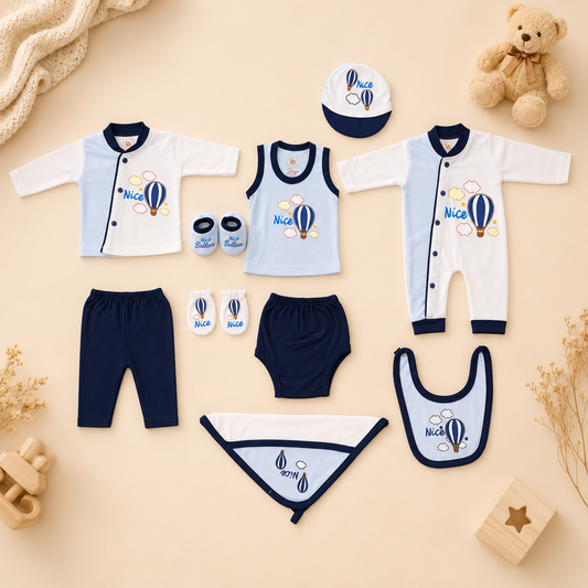 Elite Newborn Set – Blue & Black (10 Pcs)