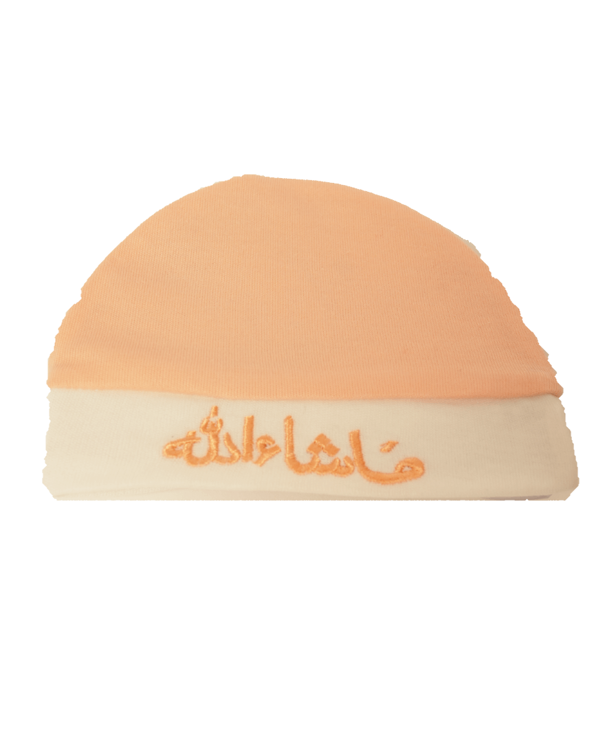 Mashallah Embroidered Peach Baby Cap