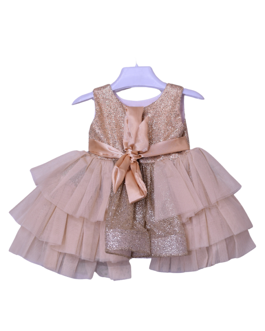 Infant Girls Net Fancy Frock Glow - Golden