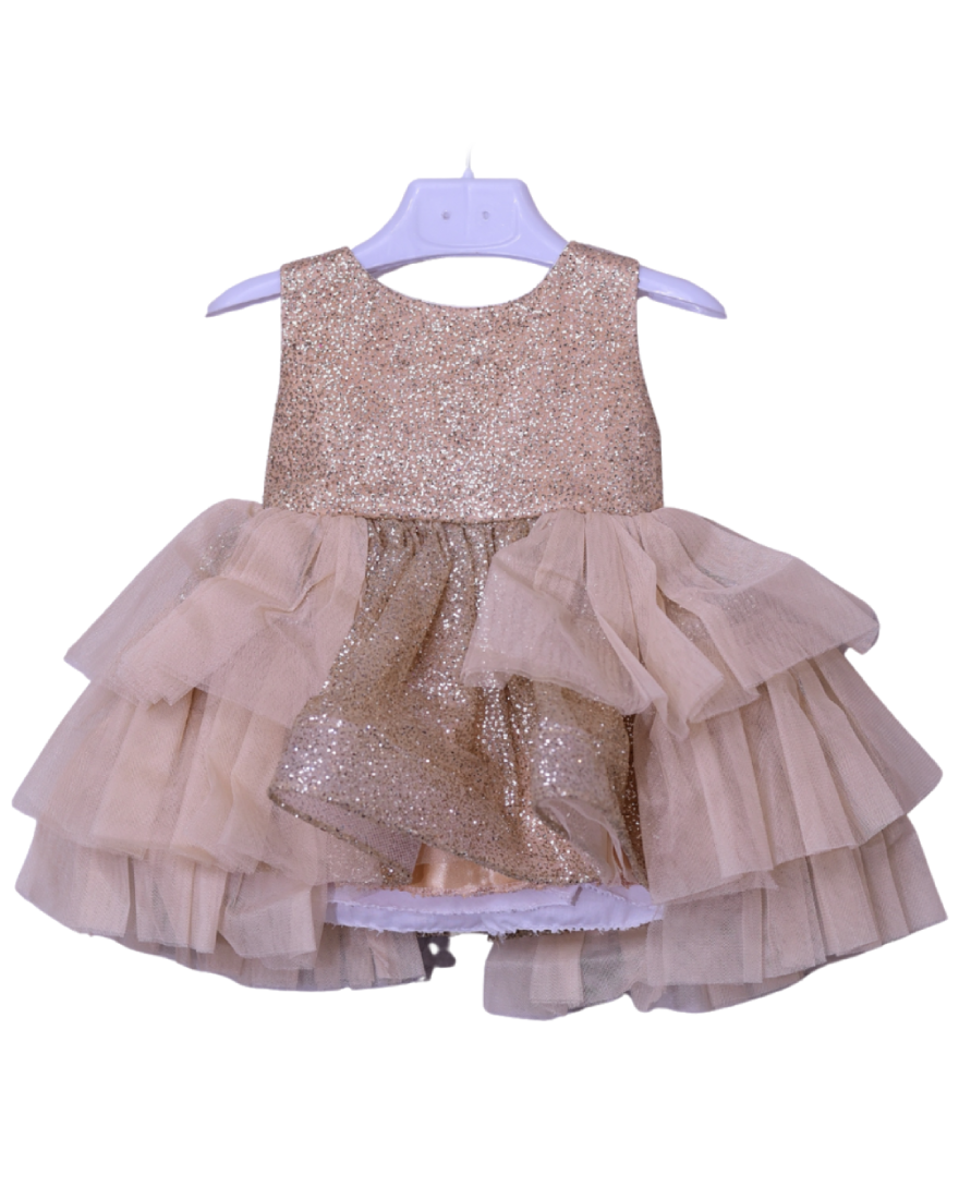 Infant Girls Net Fancy Frock Glow - Golden