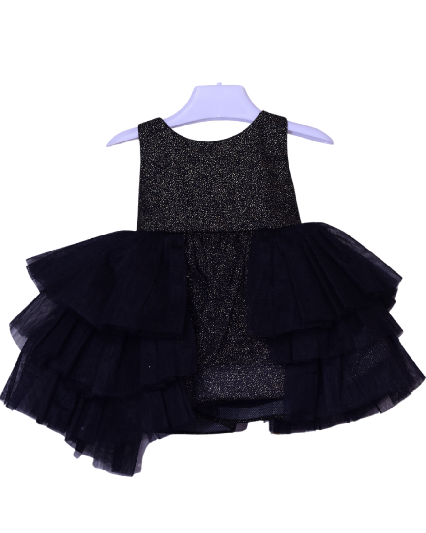 Infant Girls Net Fancy Frock Glow - Black Green Shade
