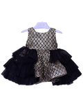 Infant Girls Net Fancy Frock Glow - Golden with Black
