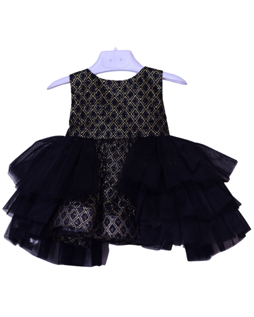 Infant Girls Net Fancy Frock Glow - Black Net