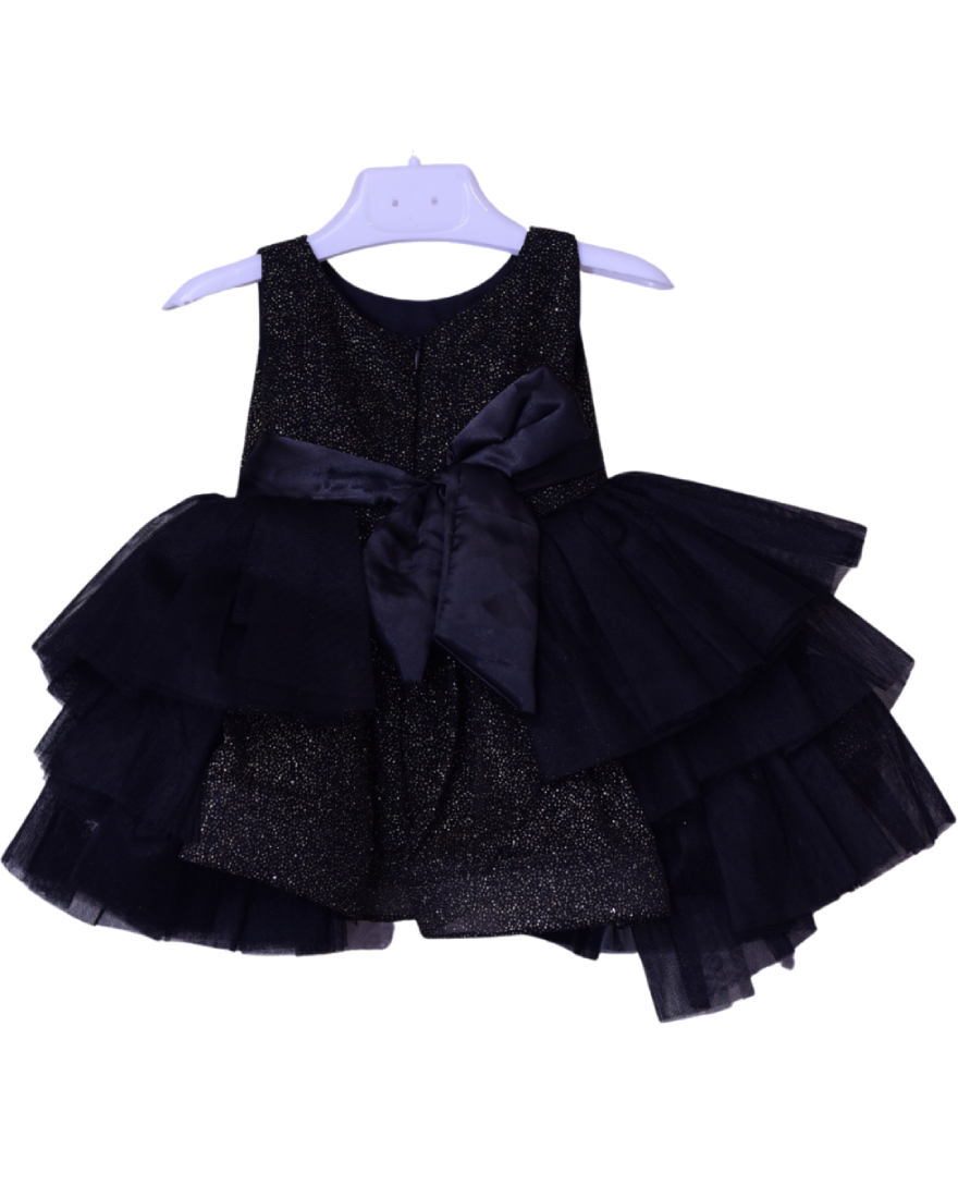 Infant Girls Net Fancy Frock Glow - Black Green Shade