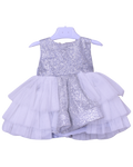 Infant Girls Net Fancy Frock Glow - Silver Shinning
