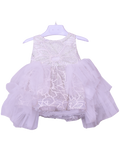 Infant Girls Net Fancy Frock Glow - White with Golden Design